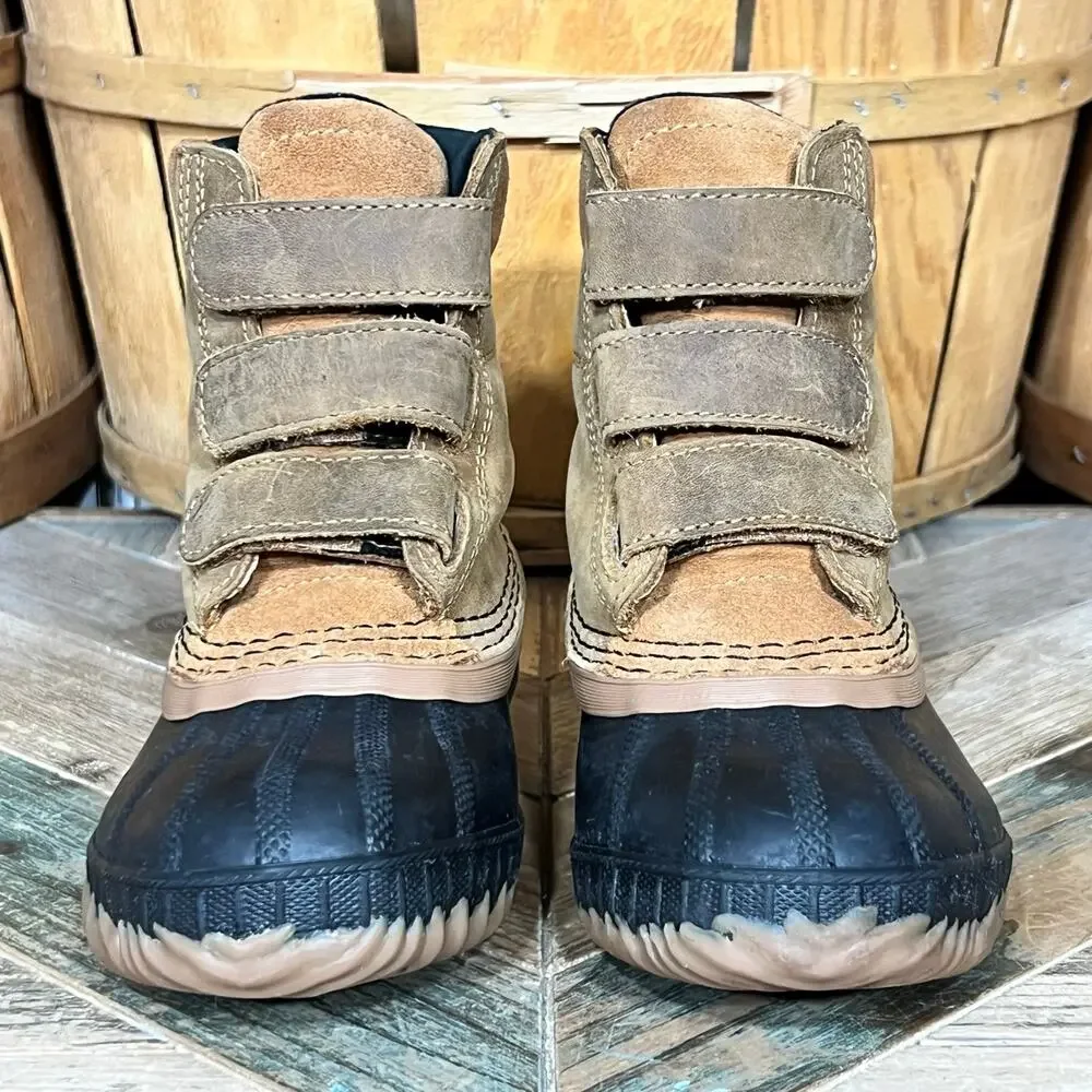 Sorel Cheyanne II Strap Leather Hook & Loop Winter Waterproof Boots Boys Size 11